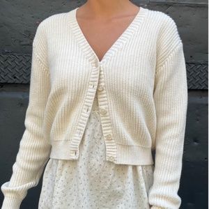 Brandy Melville BILLIE COTTON CARDIGAN ivory